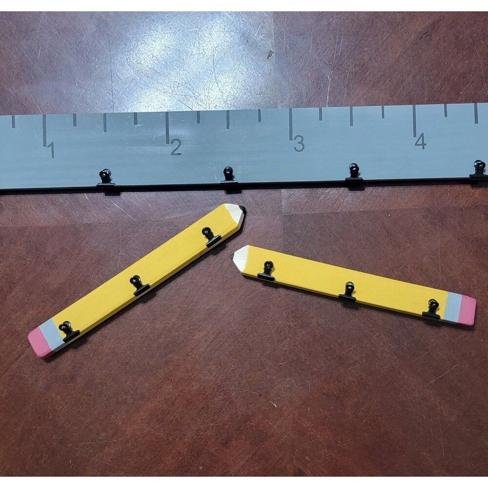 Pair Of Handcrafted Large Pencil Artwork School Work Clips 12"